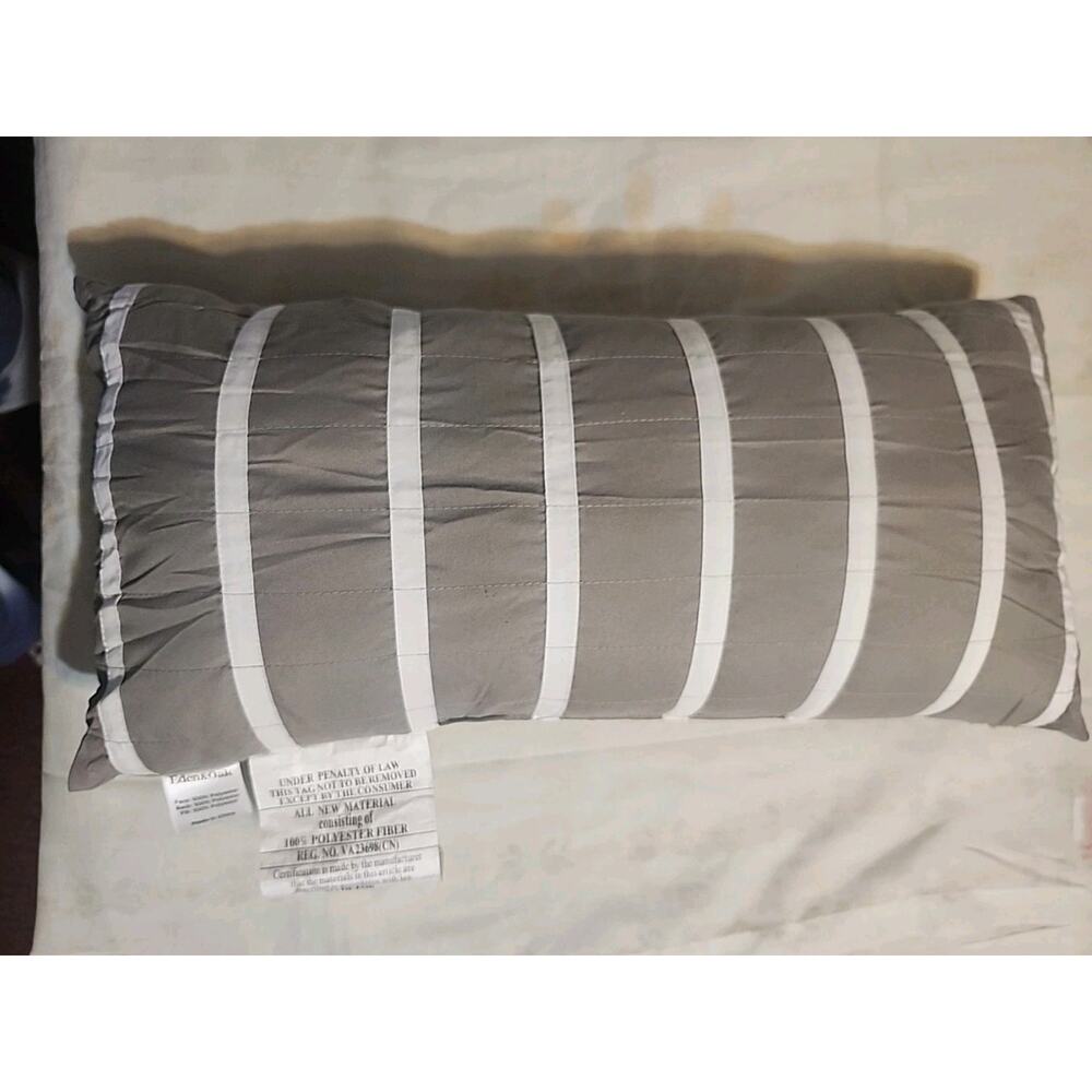 Eden & Oak Throw Pillow Rectangle 19"x9"x6" Grey White Striped